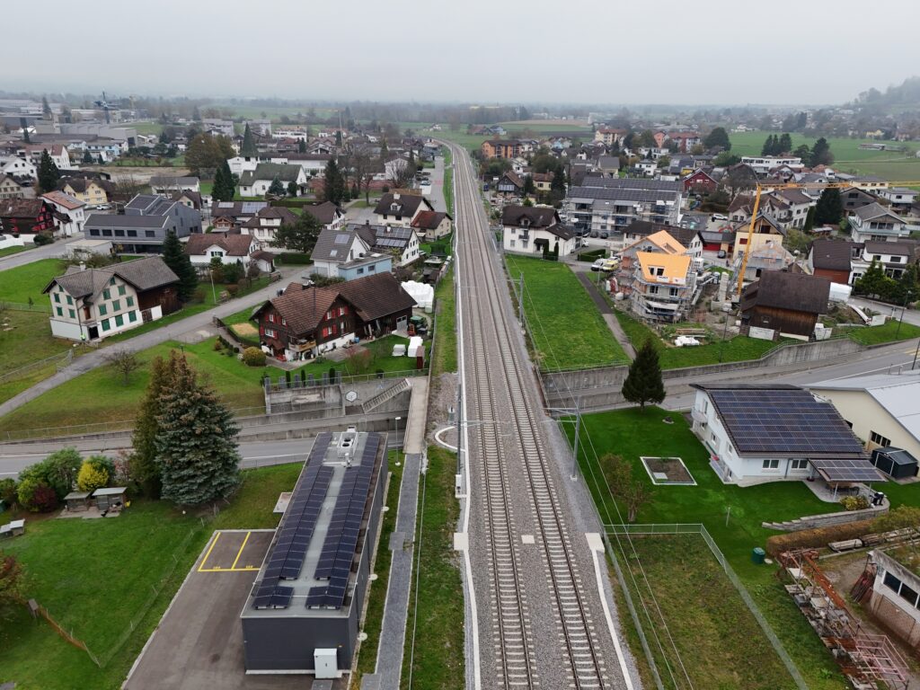 SBB STEP AS25 Rüthi-Oberriet, Anlageanpassung Bahngleise aus der Luftperspektive