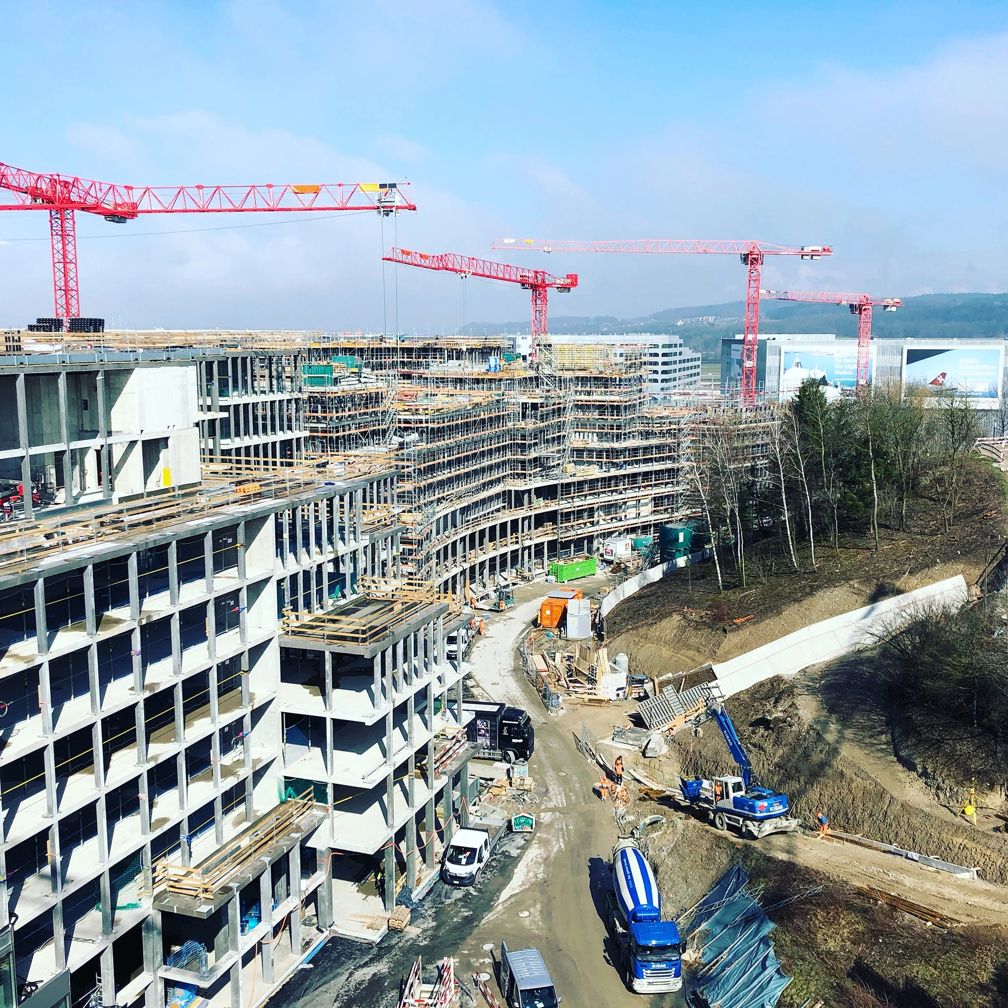 The Park – Erholungsraum Butzenbüel Zürich Flughafen Baustelle aus der Luftperspektive