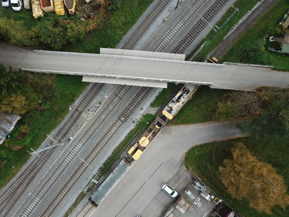Lehrgerüstbau – Neubau Brücke Buechenwaldstrasse Luftperspektive