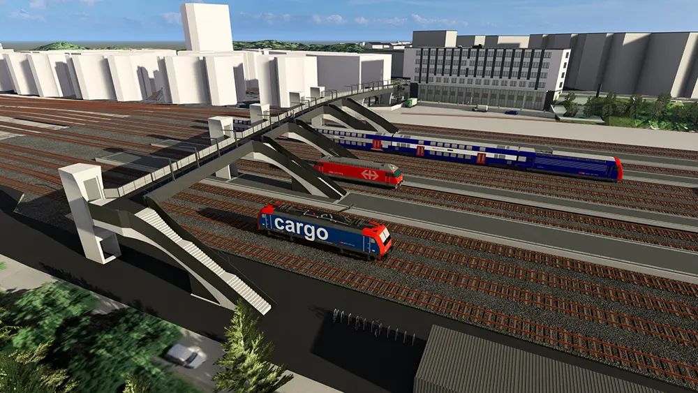 Bülach Nord Gehweg Passerelle über SBB Gleise