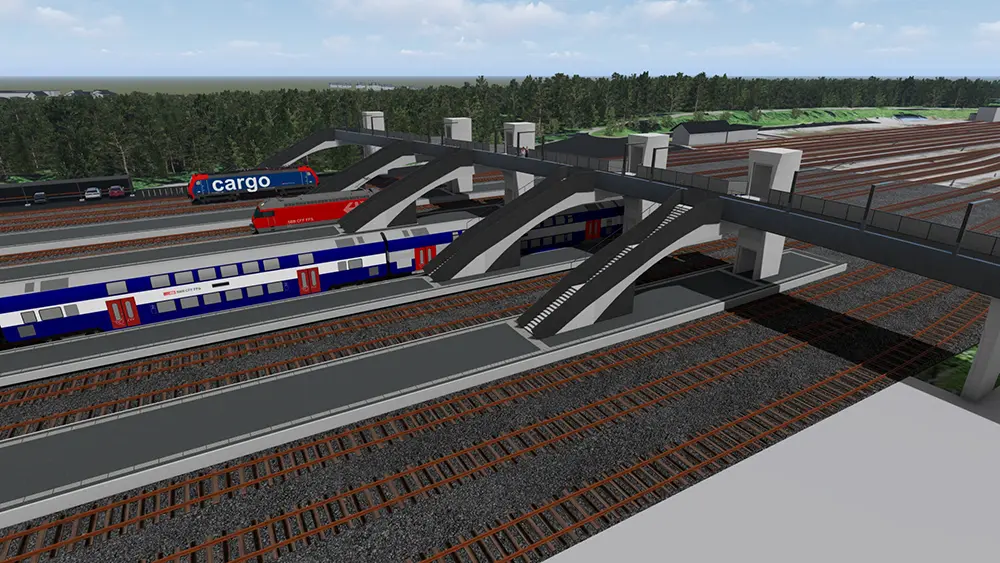 Bülach Nord Gehweg Passerelle über SBB Gleise